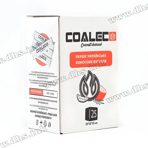 Уголь для кальяна Coaleco (Коалэко) 25 мм, 1 кг (72шт)